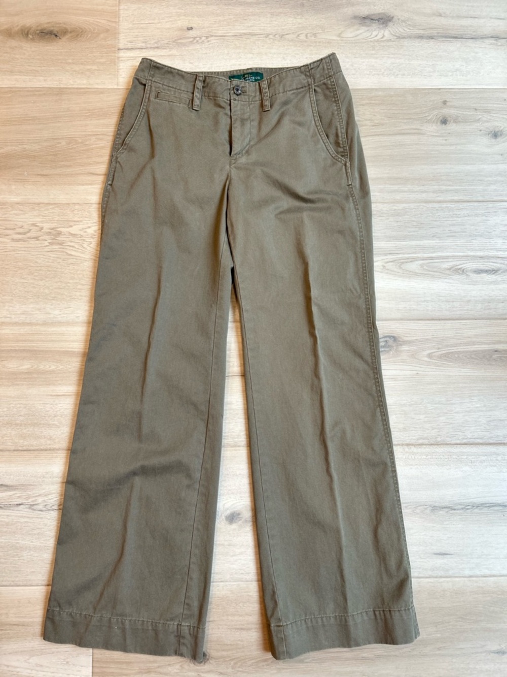 Lauren Ralph Lauren Wide Leg 100% Cotton Chino Khaki Trousers Women’s Size 4